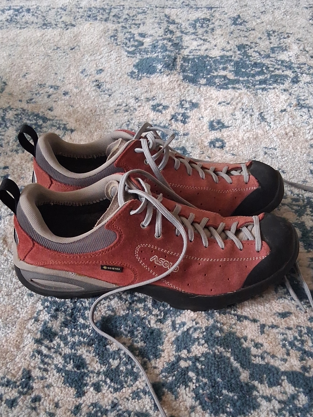 Asolo Men’s Rust Red Suede Trail Shoes with Gray Accents